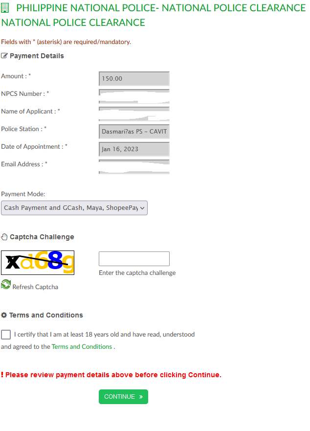 Payment Details